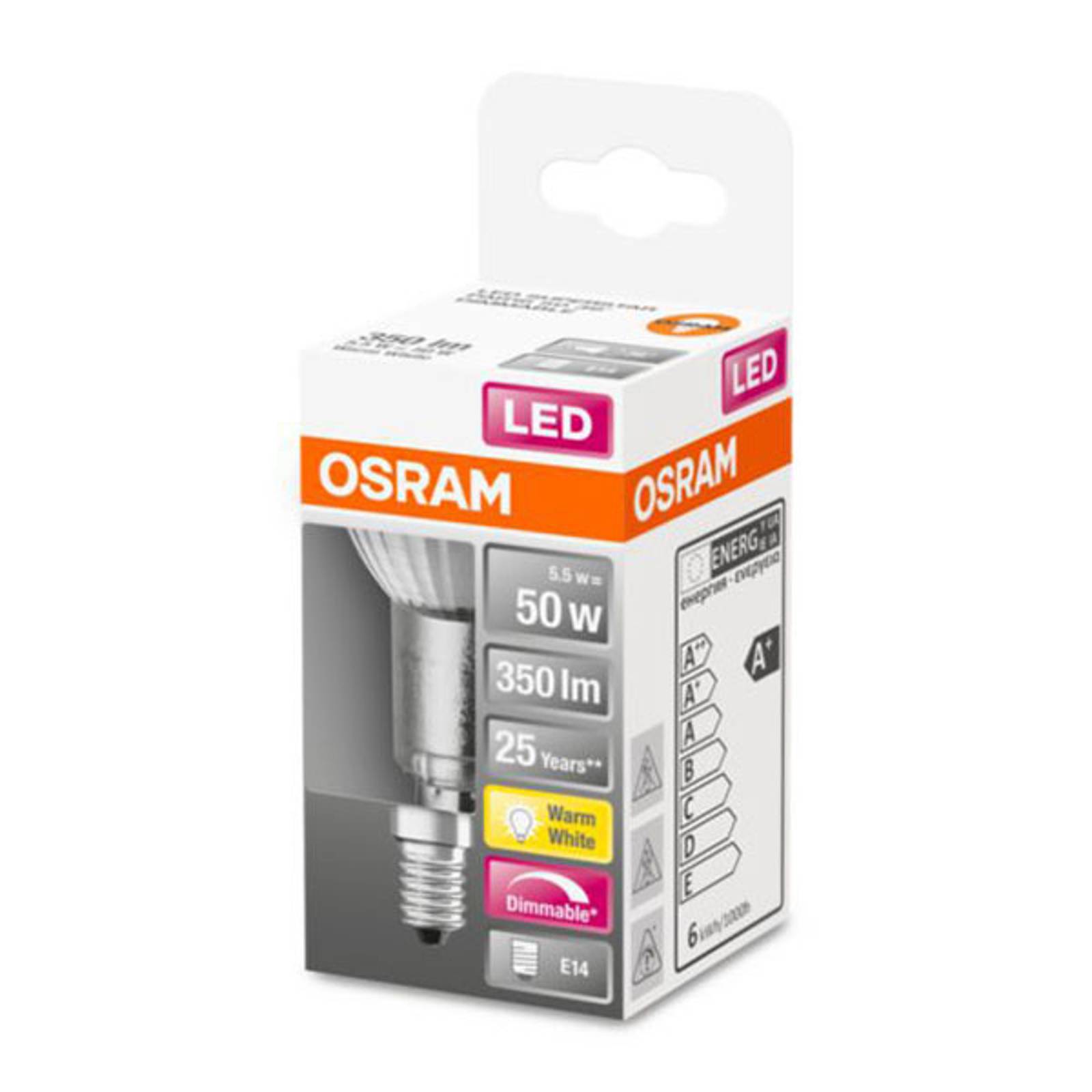 OSRAM-LED-lamppu E14 4,8W PAR16 2 700 K himmennys