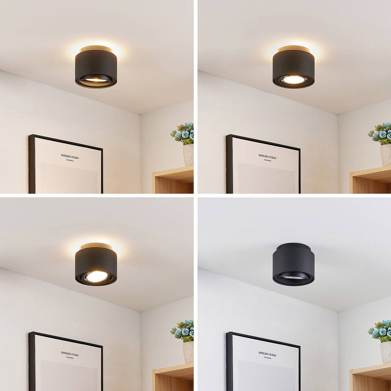 Arcchio Talima -LED-kattovalaisin, pyöreä, musta