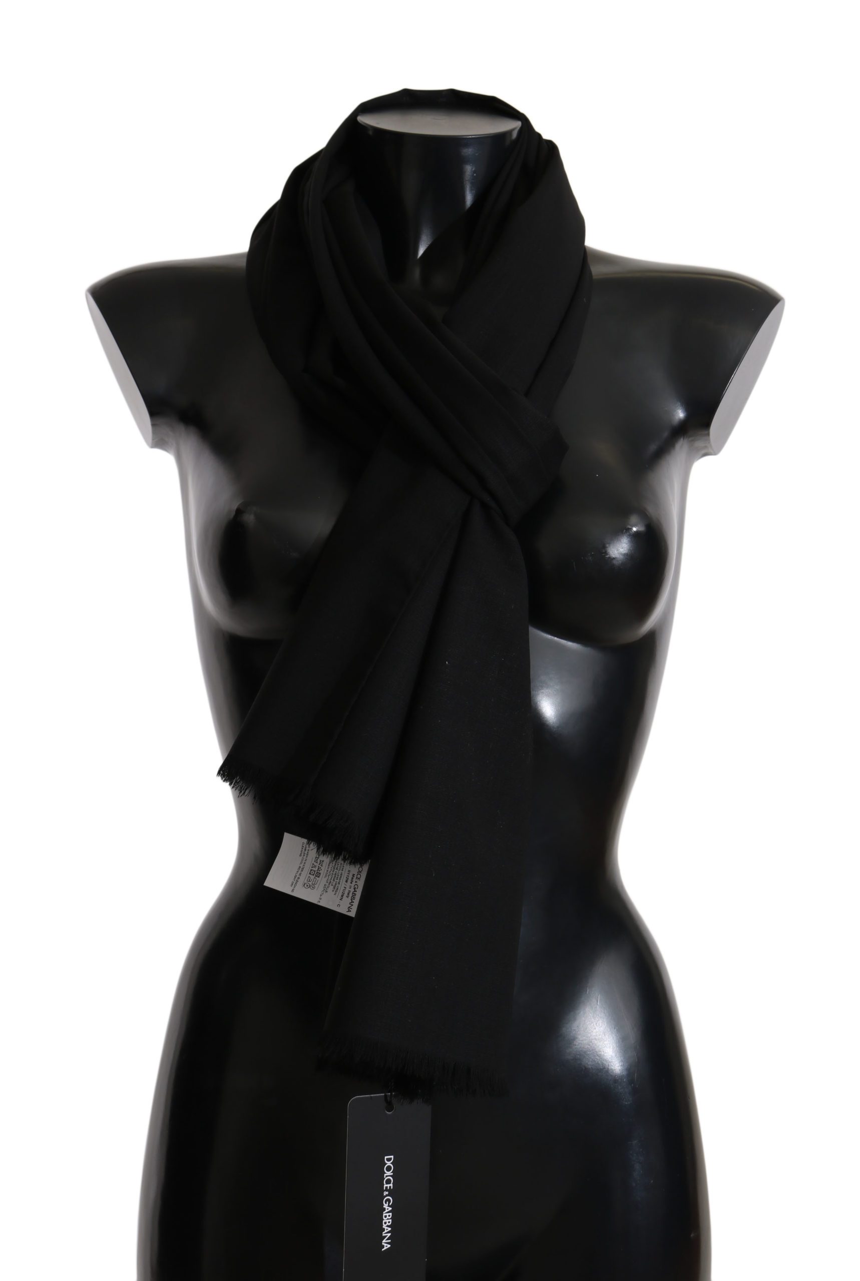 Dolce & Gabbana Women's Wool Shawl Wrap Scarf Black MS5005