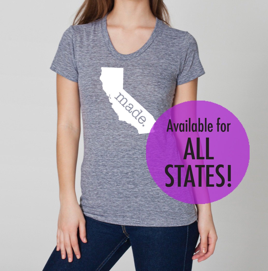 All States "Made' Tri Blend Juniors Track T-Shirt - Shirts Size S M L Xl