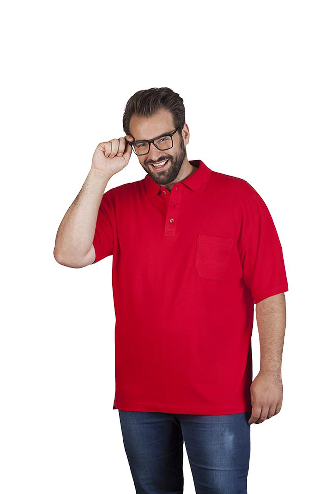 Heavy Poloshirt mit Brusttasche Plus Size Herren, Rot, XXXL