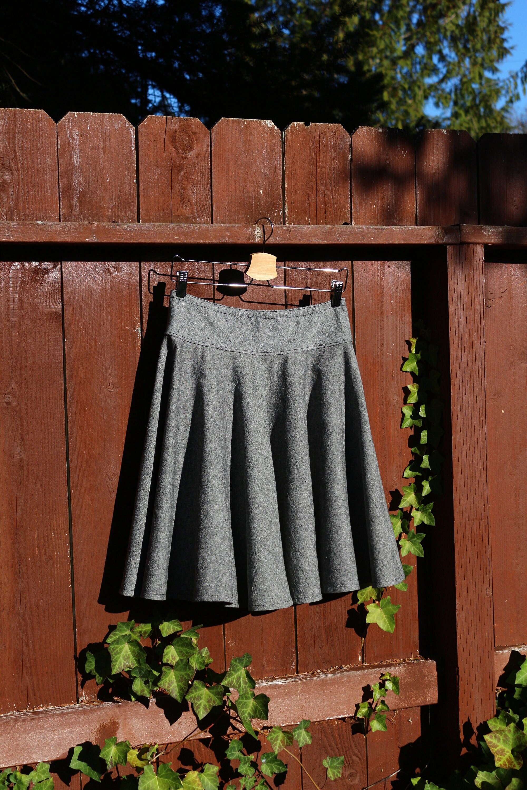 Black Cotton Linen Blend Circle Skirt, Full Spectrum Of Colors Availible, Custom Made in All Lengths & Sizes From Petite To Plus