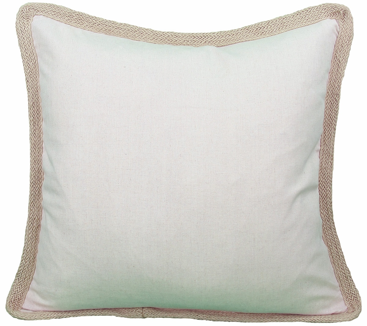 MANOR LUXE Classic Jute Trim20-in x 20-in Natural Cotton Blend Indoor Decorative Pillow in Off-White | ML1113082020NATLFE
