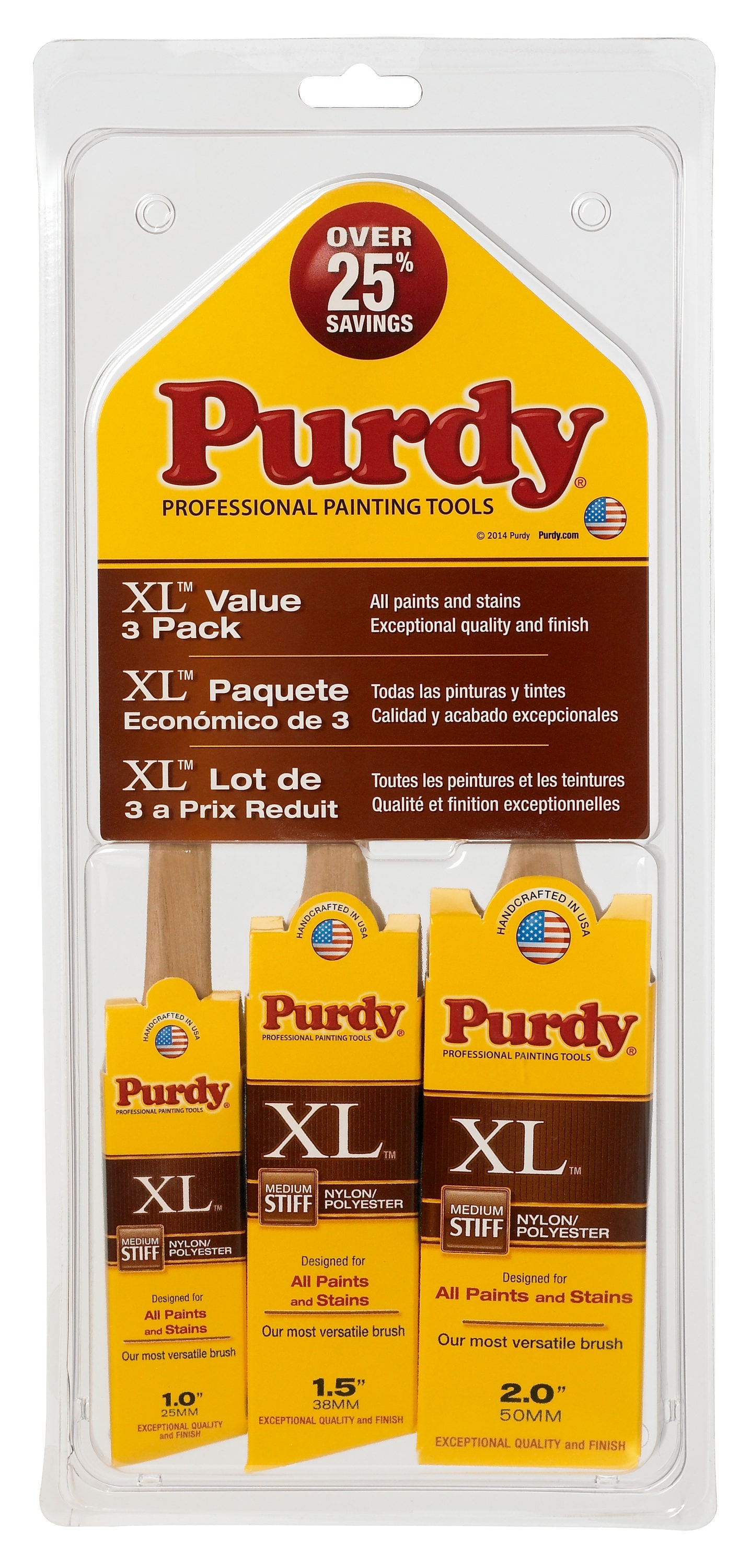 Purdy 3-Pack XL Nylon- Polyester Blend Angle Multiple Sizes Paint Brush Set | 140853100