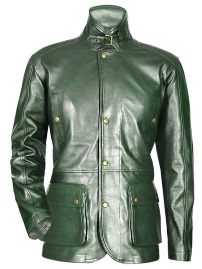 Buy High Neck Real Lambskin Leather Dark Military Green Tourmaster 