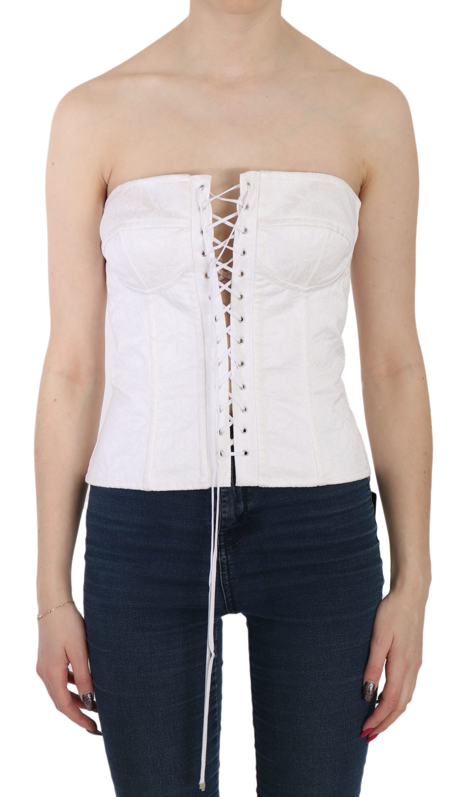 Dolce & Gabbana Women's Strapless Corset Top White TSH3398 - IT46|XL