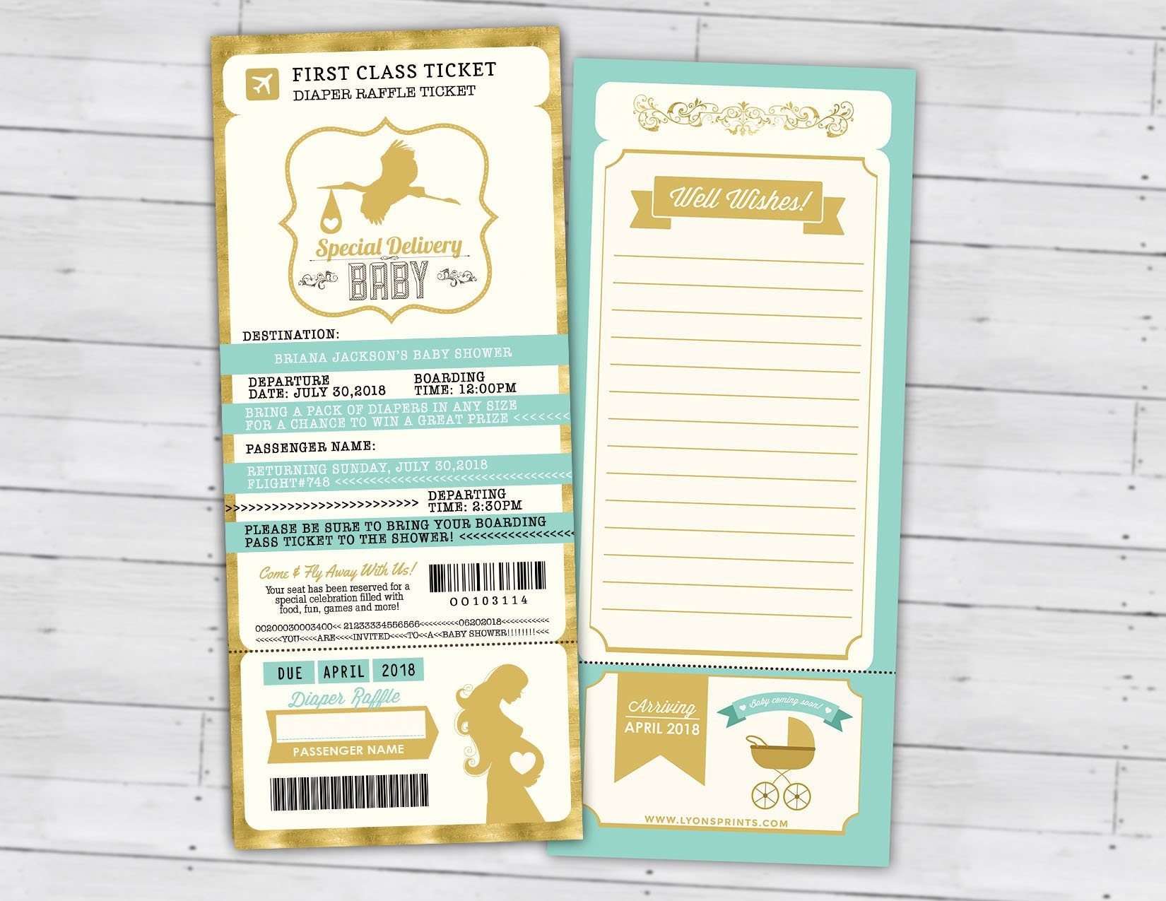 Diaper Raffle, Passport & Ticket Baby Shower Invitation Coed Invitation - Travel Couples