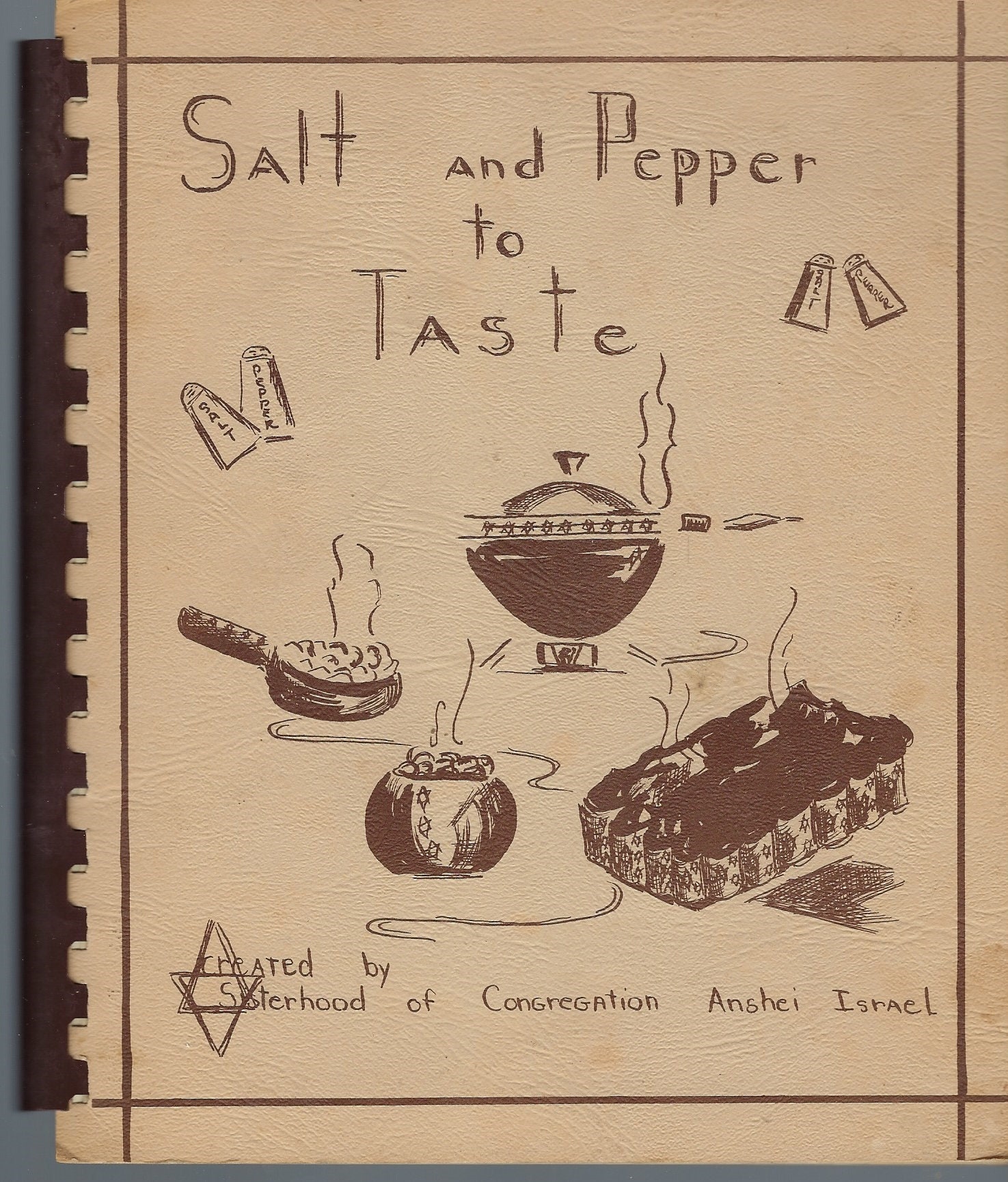 Tucson Arizona Vintage Anshei Israel Congregation Sisterhood Salt & Pepper To Taste Cookbook Ethnic Jewish Kosher Collectible Rare Cook Book