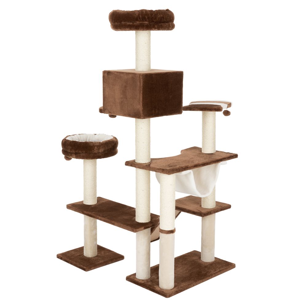 Gingerbread House Cat Tree with Ladder - Dark Brown