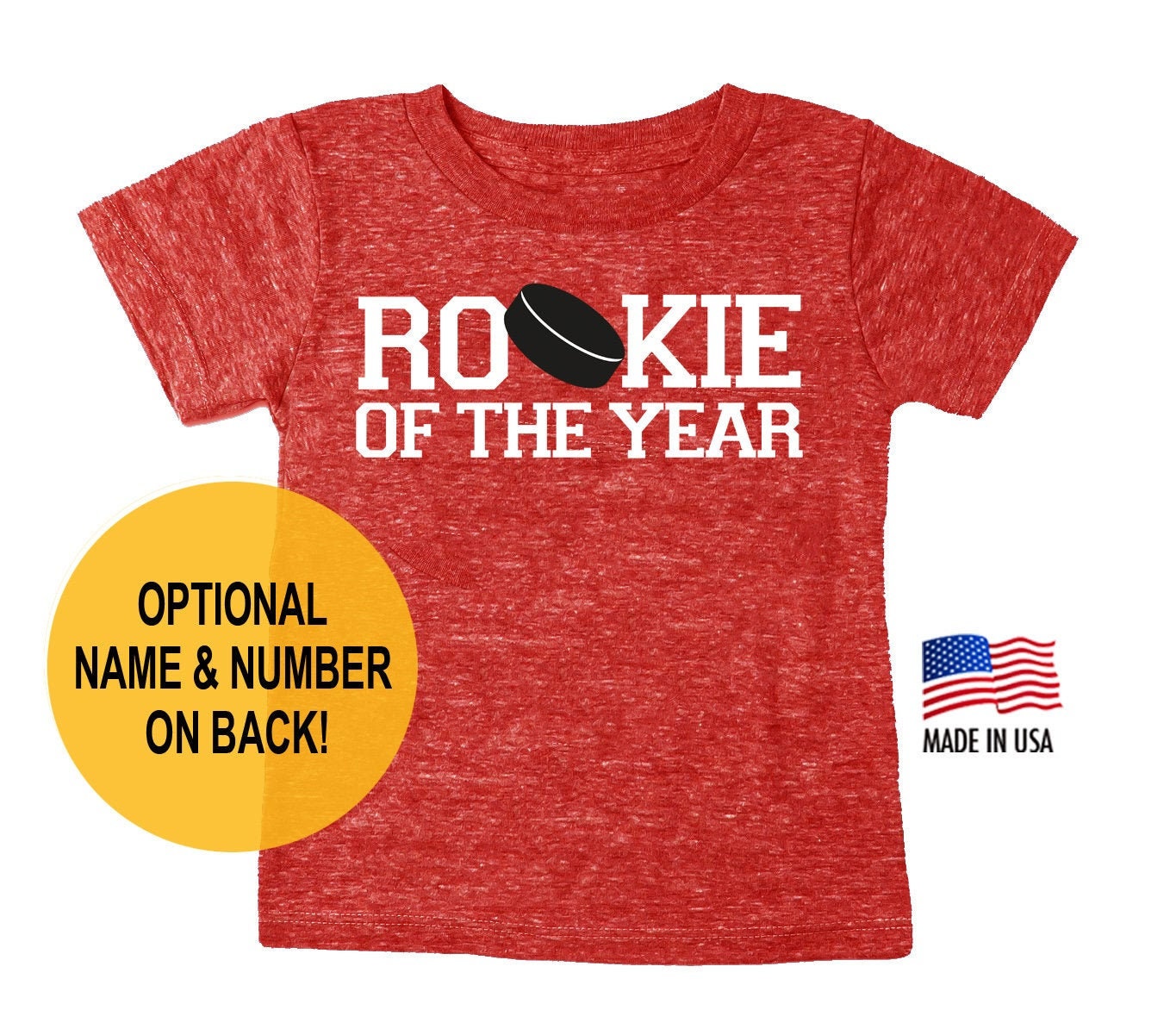 Rookie Of The Year Hockey Tri Blend Toddler Birthday T-Shirt - Boy & Girl Tee