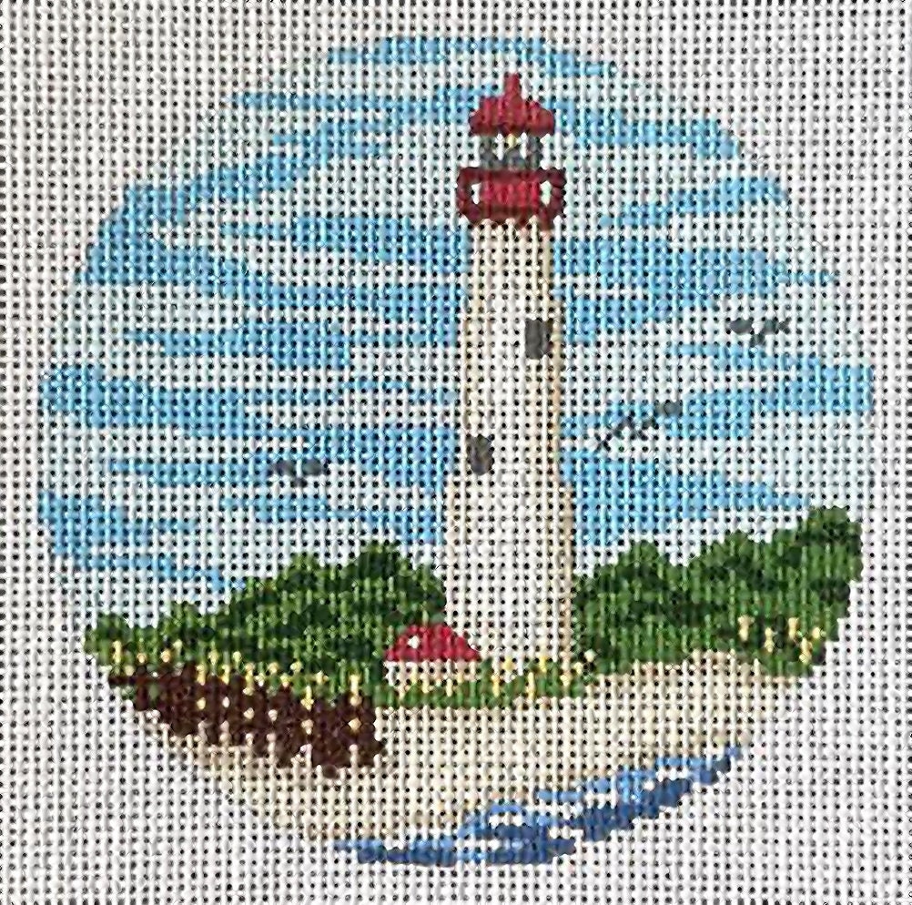 Needlepoint Handpainted Christmas Needle Crossings Cape May Lighthouse 4 -Free Us Shipping
