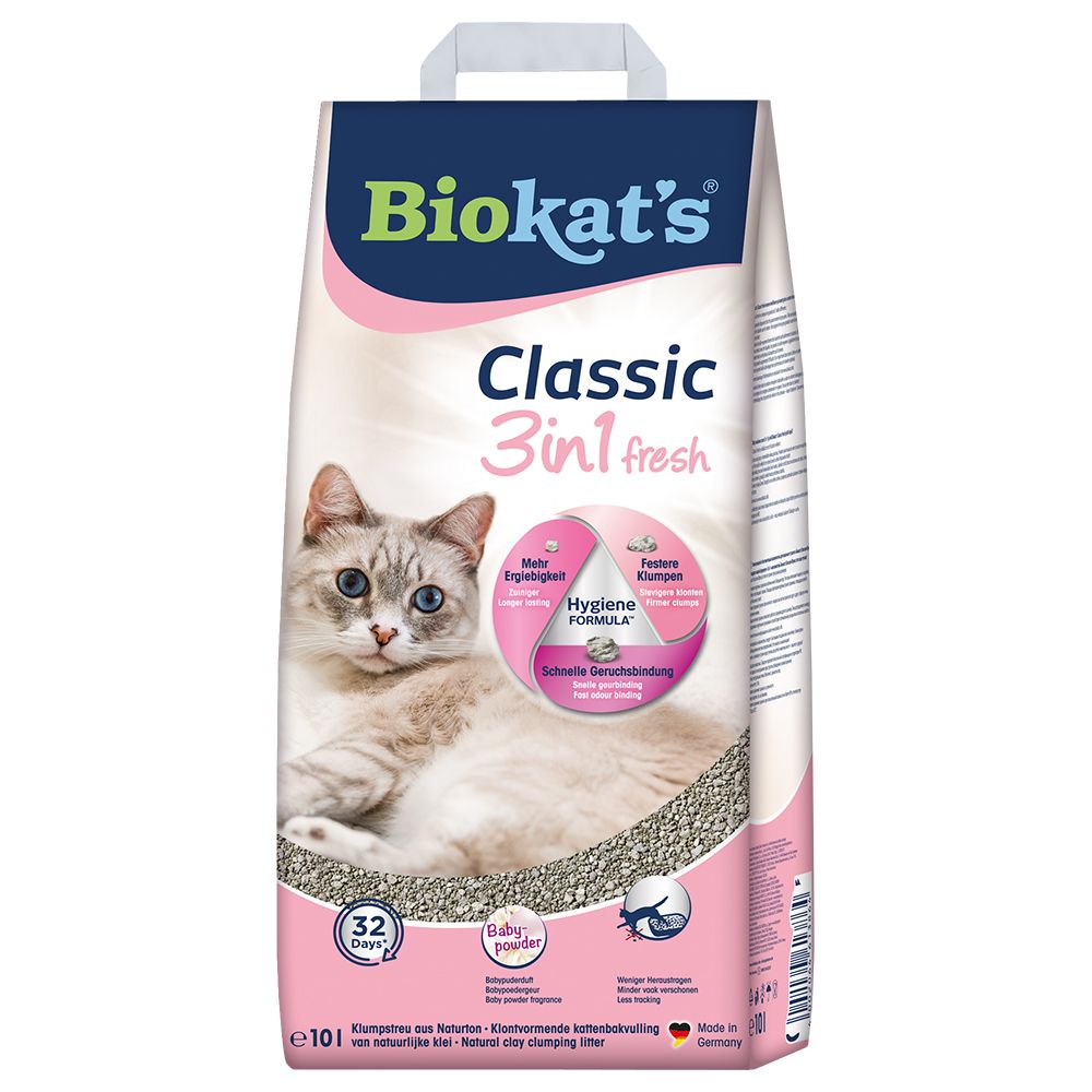 Biokat's Classic Fresh 3in1 Cat Litter - Baby Powder Scent - 10l