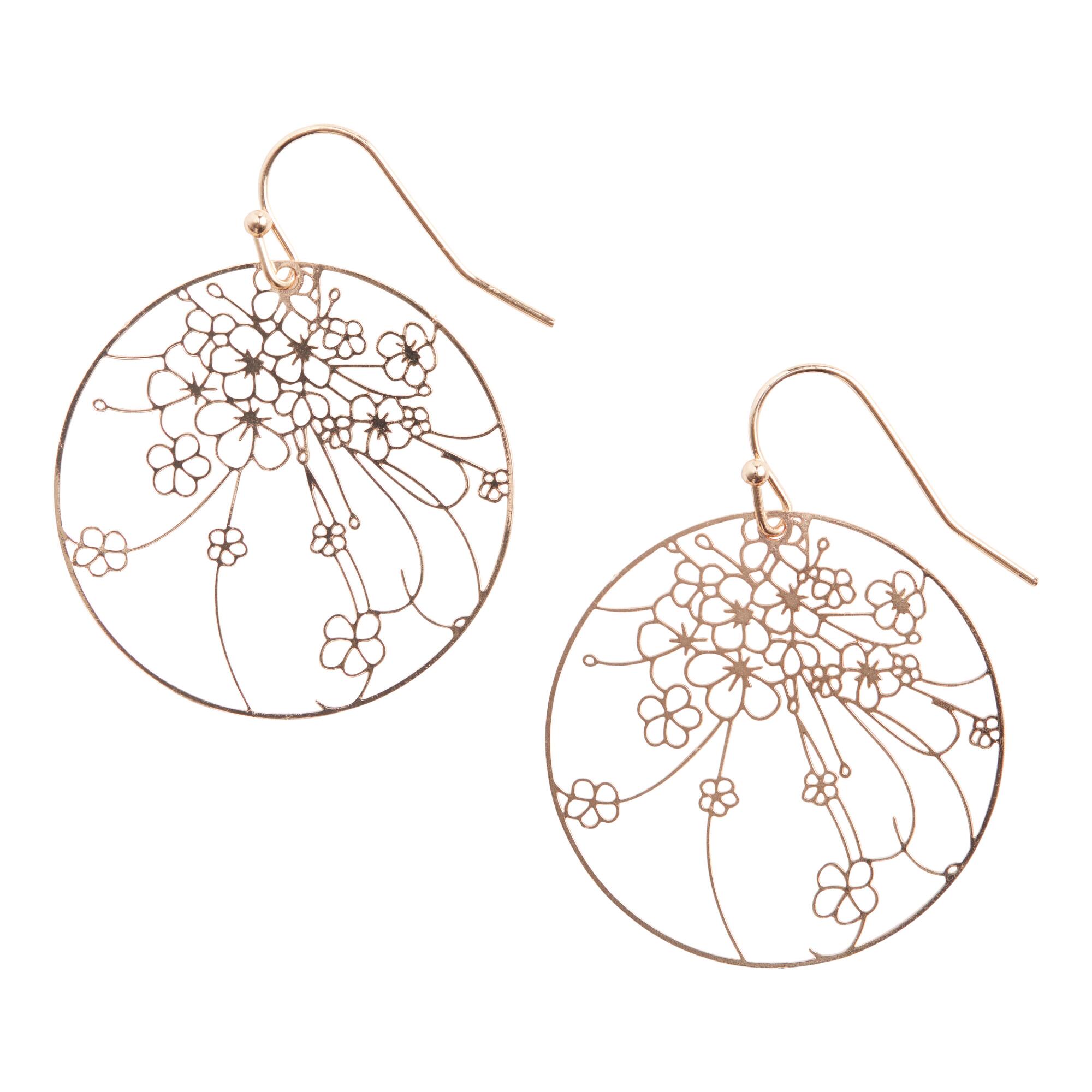 Gold Filigree Flower Drop Earrings by World Market