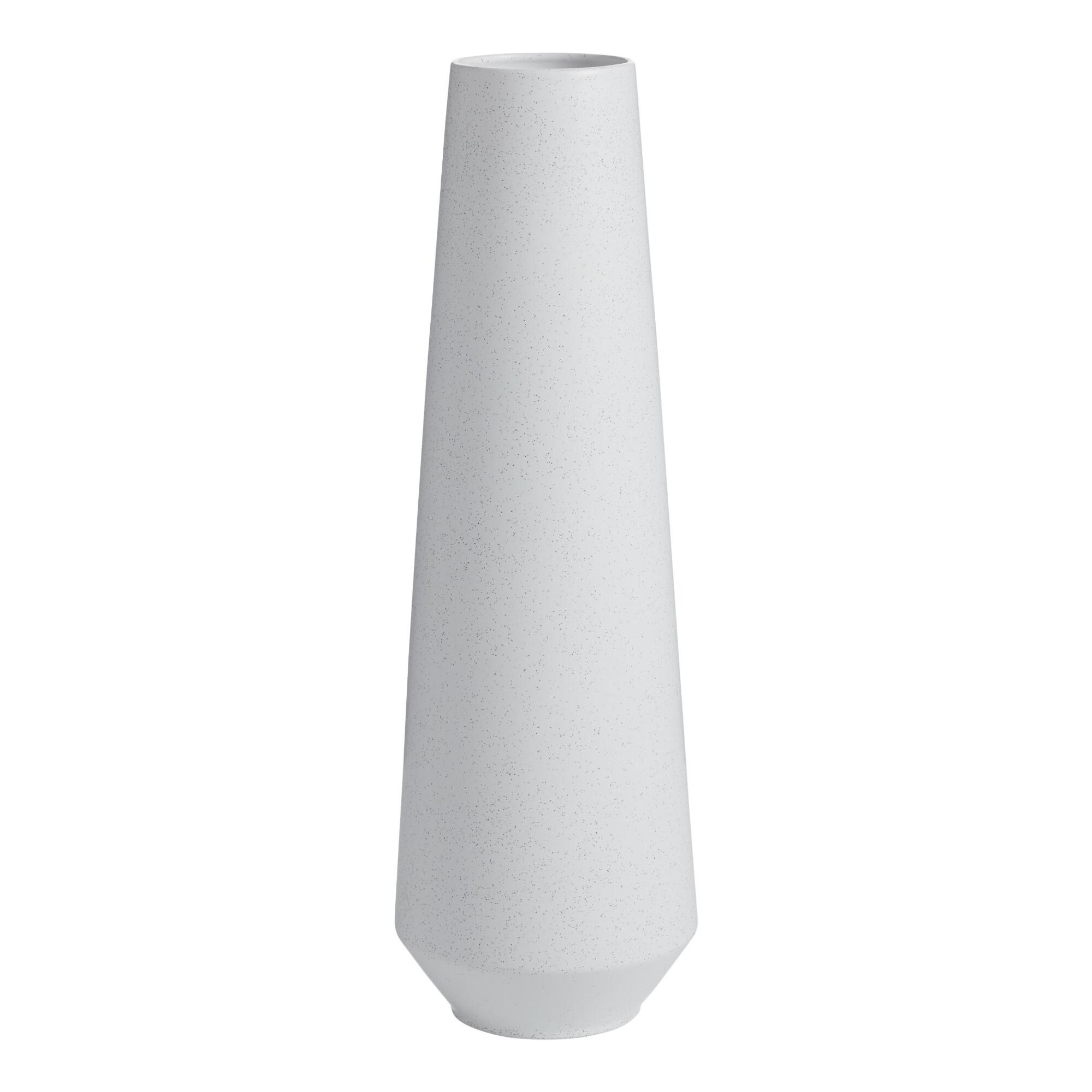 Tall White Speckled Ceramic Vase by World Market
