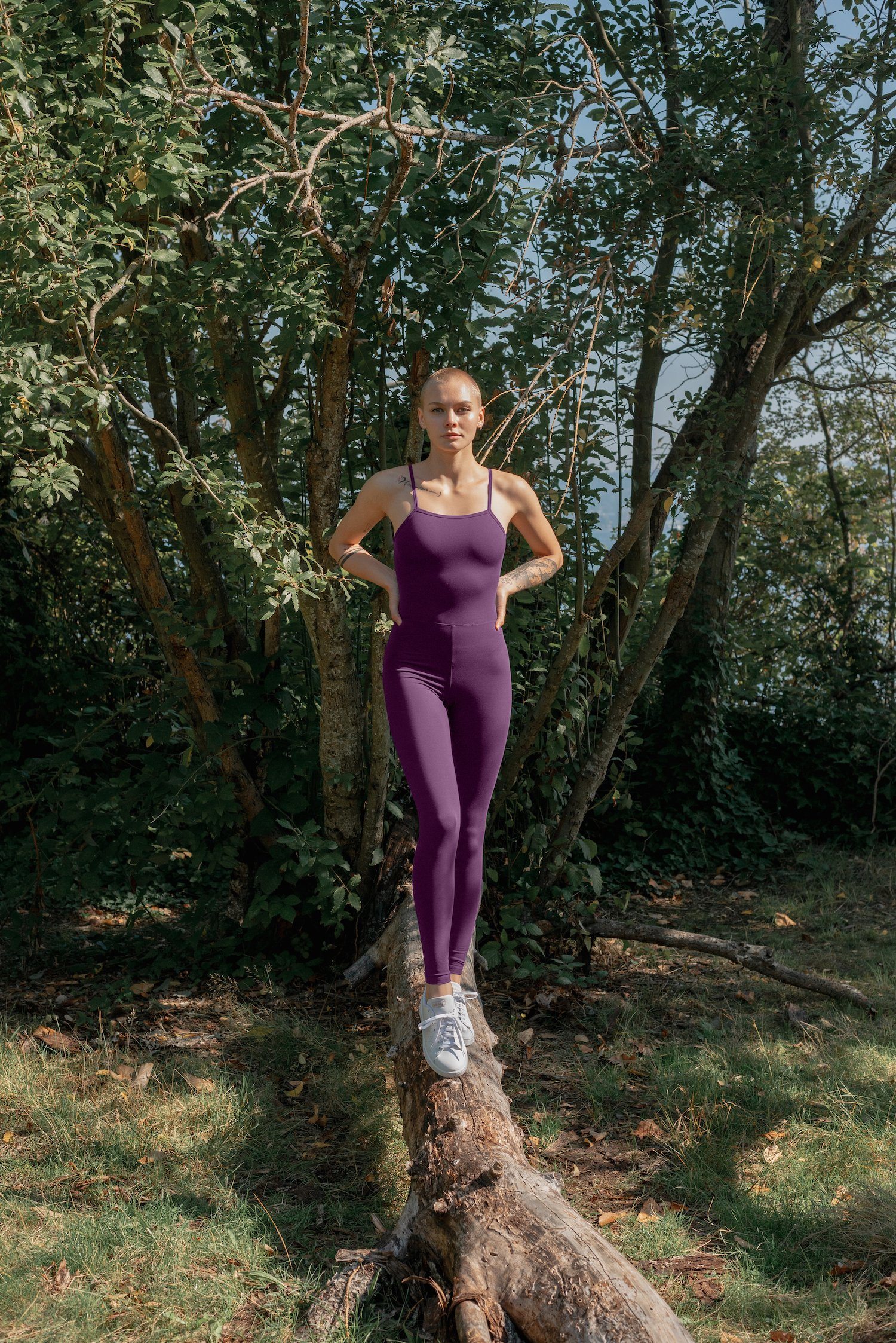 Girlfriend Collective Women's Unitard - Made from recycled plastic bottles, Plum / XS
