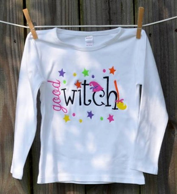 Personalized Halloween Good Witch Applique Shirt Or Bodysuit For Boy Girl