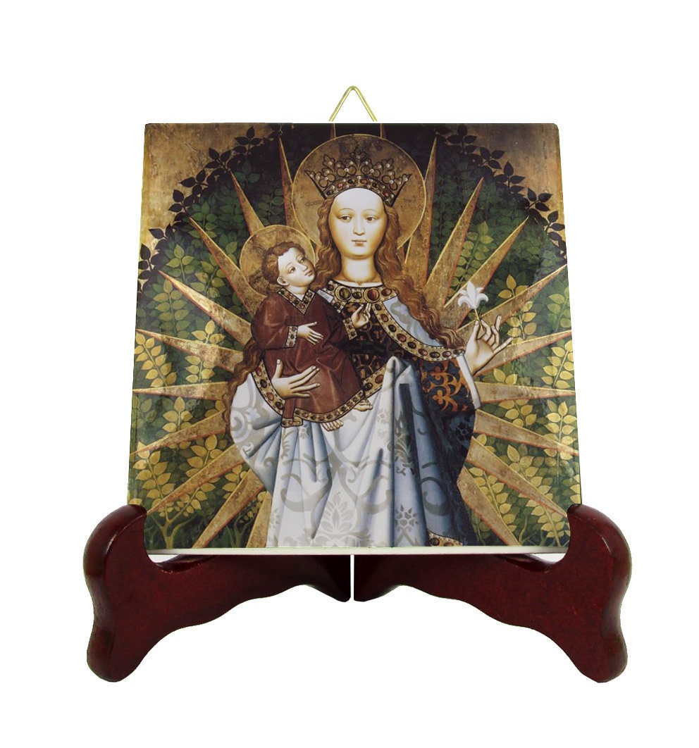 Madonna With Child Clothed in Sunlight - Catholic Gifts Religious Icons On Ceramic Tile Art