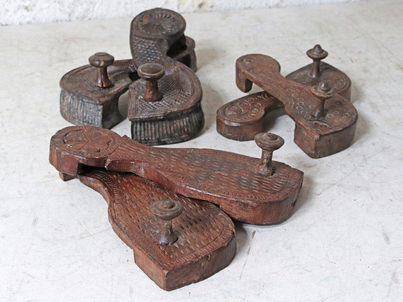 Original Ornate Wooden Slippers - Padukas Brown