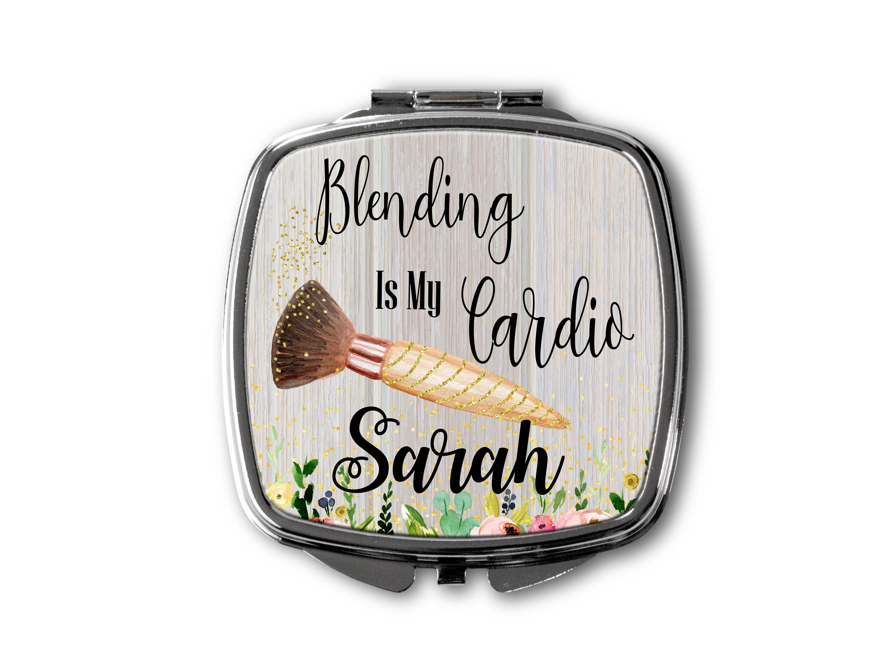 Blending Is My Cardio, Girly Makeup Mirror, Compact Custom Cosmetologist Gift, Artist
