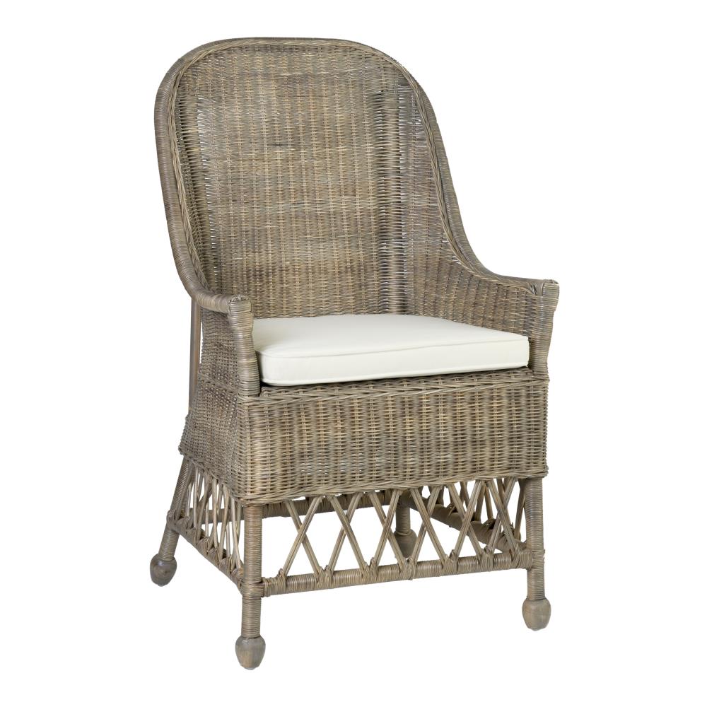 East at Main Casual Polyester/Polyester Blend Arm Chair (Rattan Frame) in Brown | TT-WR-DE101-GR