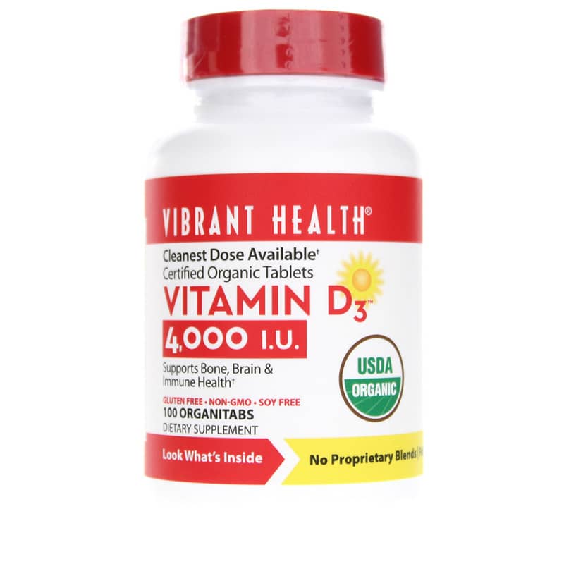 Vibrant Health Vitamin D3 4000 IU Organic 100 Tablets