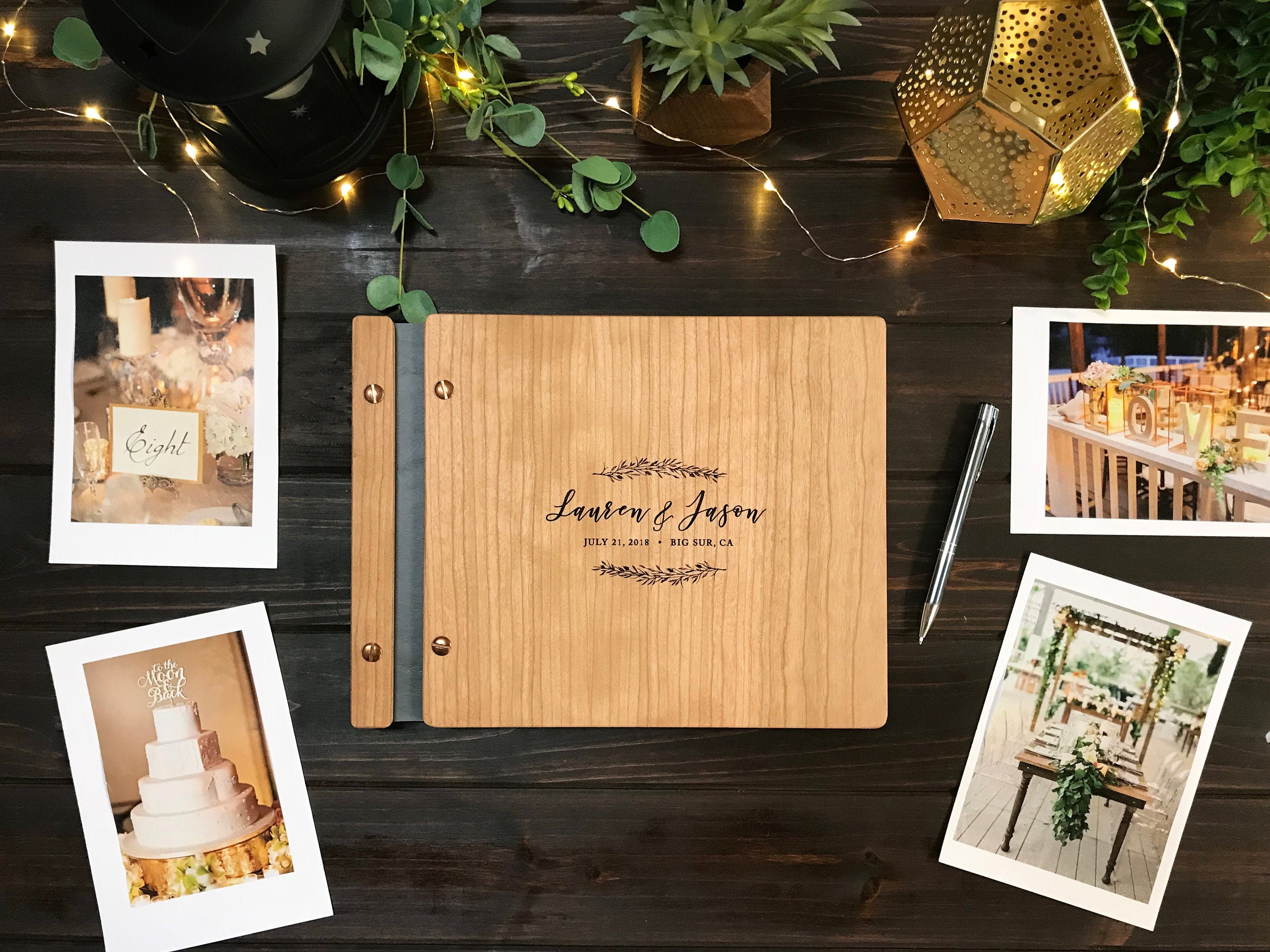 Wedding Guest Book, Personalized Photo Album, Decor, Photobooth Wooden Guestbook, Journal