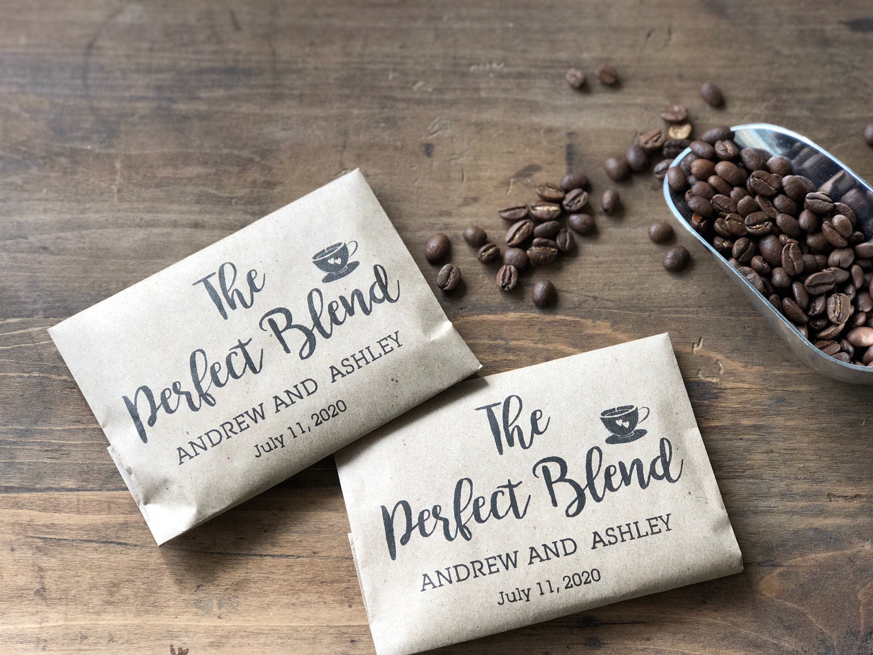 The Perfect Blend Recycled Favors, Coffee Bean Bridal Shower Wedding Favor Bags, Sets Of 25