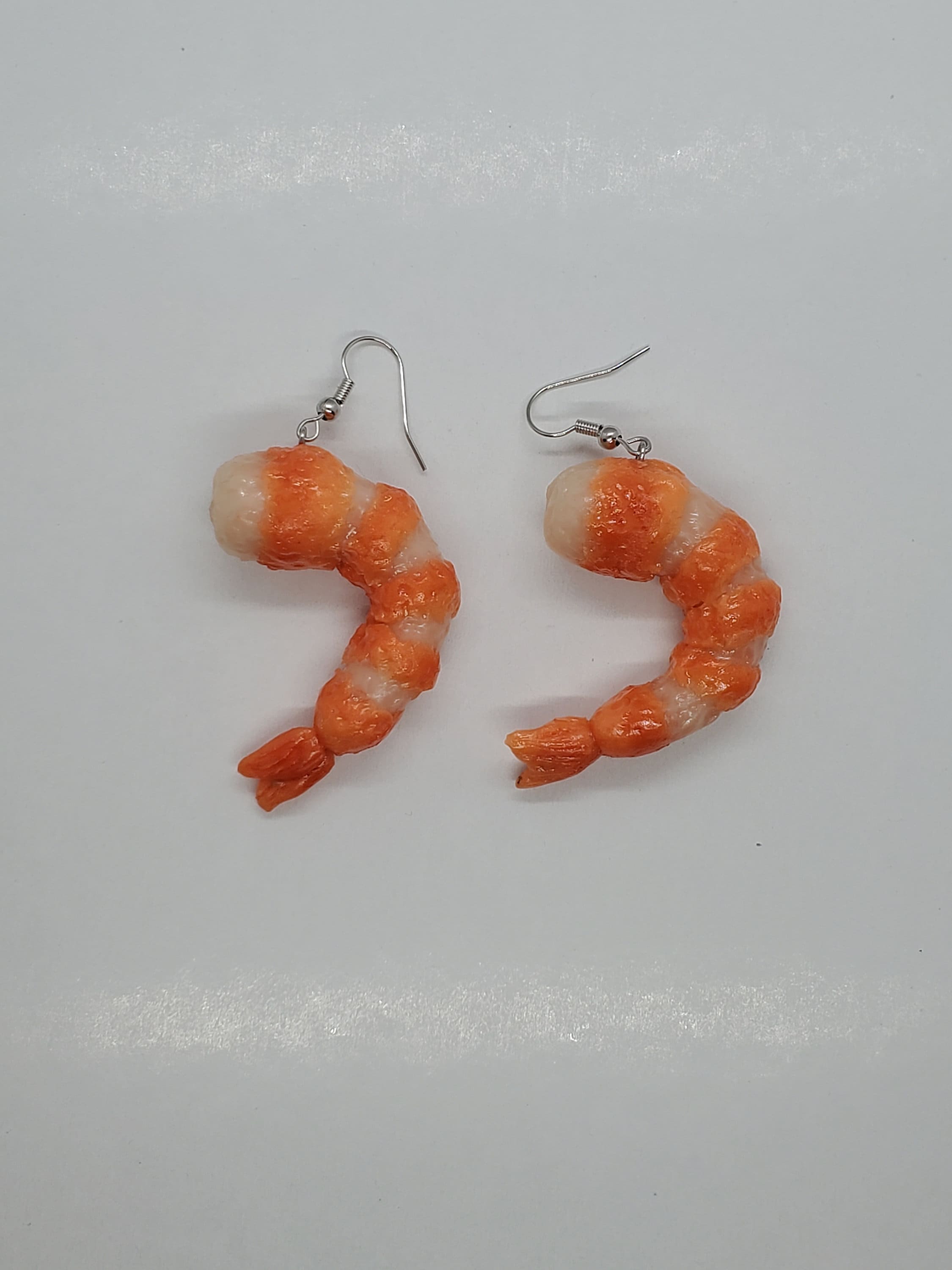 Shrimp Earrings, Seafood Fish Jewelry, Raw Sushi Miniatures, Gifts For Her, Clay Food