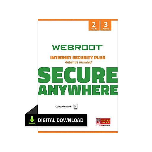Webroot Internet Security Plus for 3 Devices, Windows/Android, Download (000-70004)