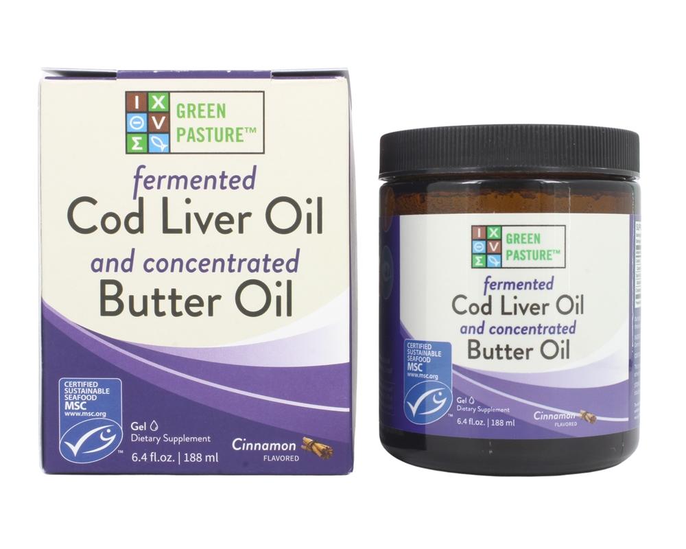 Green Pasture Products - Fermented Cod Liver Oil and Concentrated Butter Oil Blend Gel Cinnamon Flavored - 6.4 fl. oz.