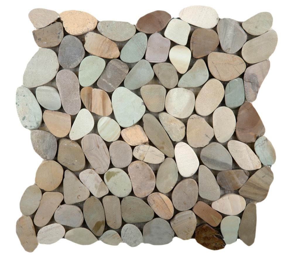 Emser Flat Venetian Pebble 11-Pack Pastel Blend Natural Stone Border Tile (12-in x 12-in) | M18VENEPA1212MF
