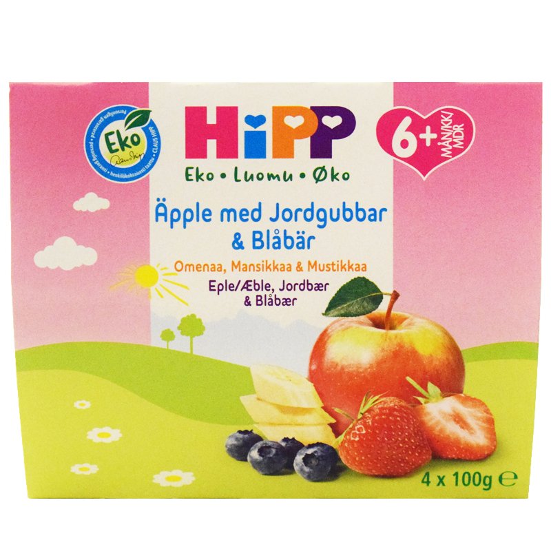 Eko Barnmat Fruktpuré ÄppleJordgubbar & Blåbär 4-pack - 32% rabatt