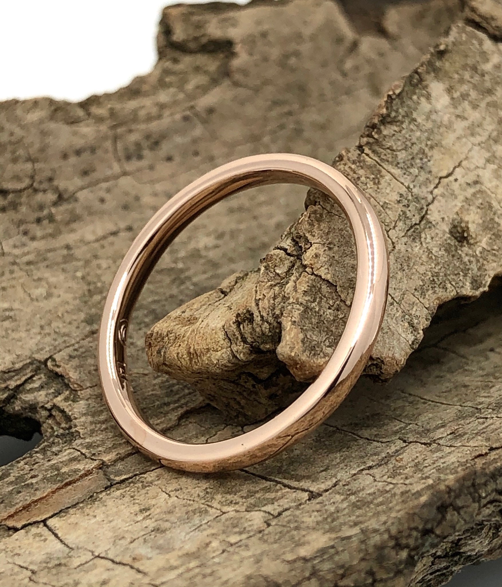 14K Rose Gold Plain Wedding Band, Solid Comfort Band, Matching Band Promise Ring Anniversary | Bridal Set Available