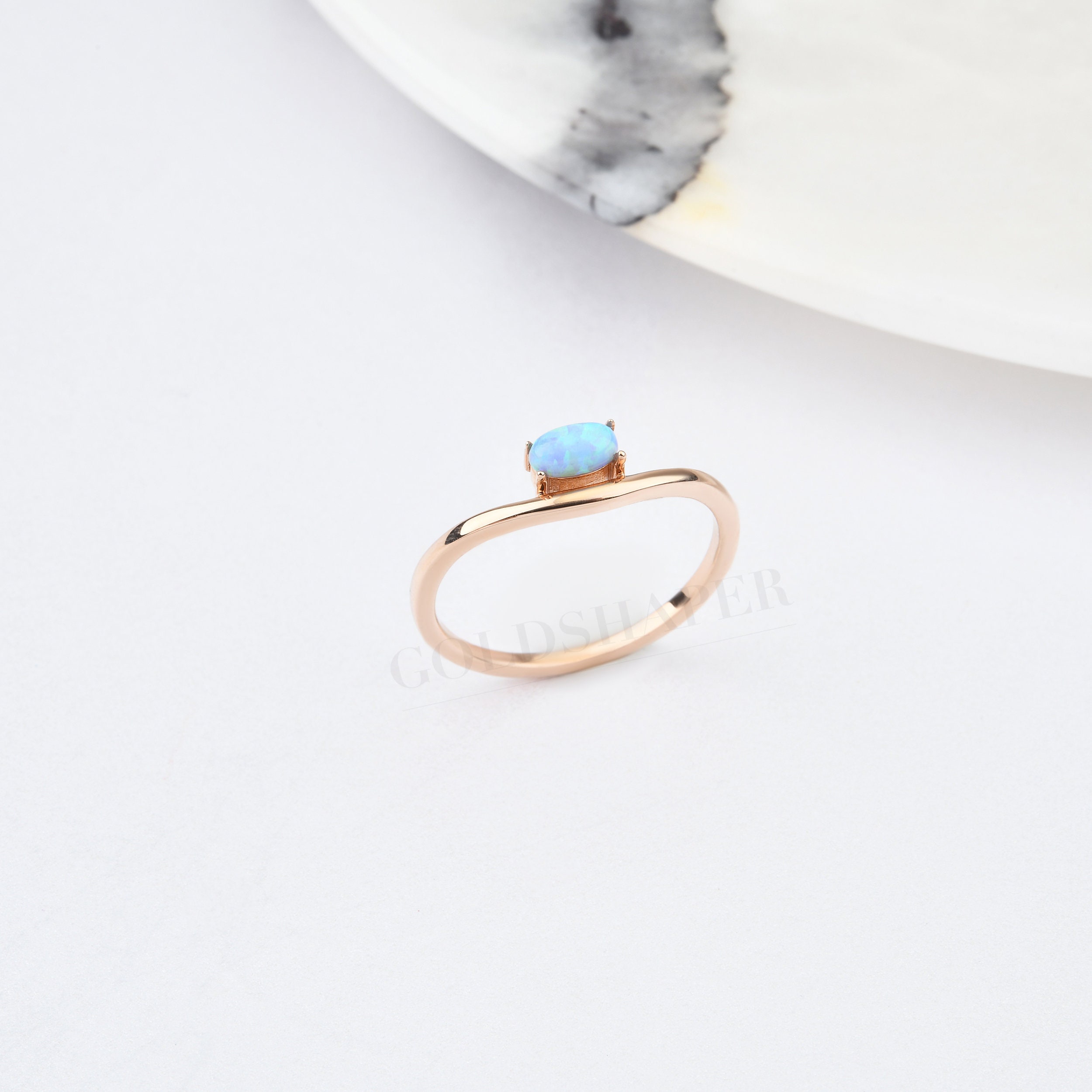 Blue Opal Ring, 14K Solid Gold, Opal, October Birthstone, Birthday Gift, Gift For Her, Christmas Gift