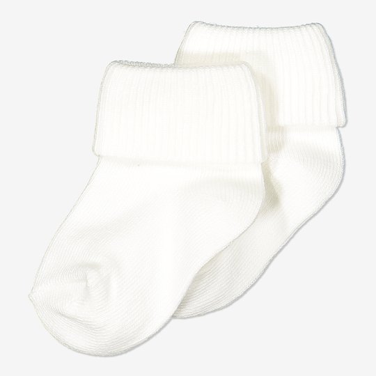 2-pakning ensfargede sokker nyfødt. hvit
