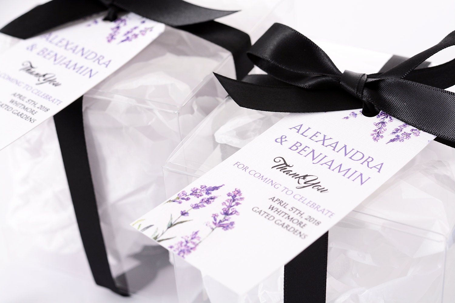 Lavender Wedding Tags - Wine Bottle Tags, Favor Box Bag Personalized Hanging