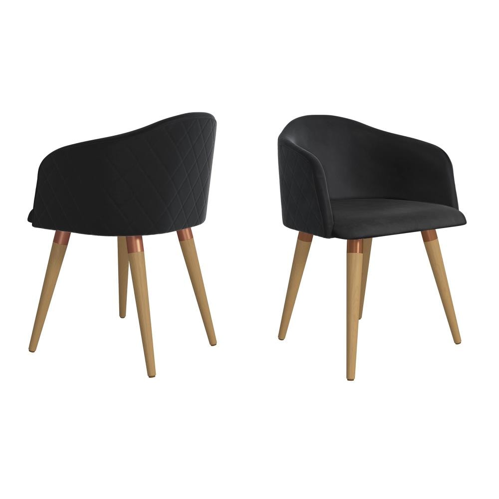 Manhattan Comfort Set of 2 Kari Contemporary/Modern Polyester/Polyester Blend Upholstered Dining Arm Chair (Composite Frame) in Black | 2-1020484