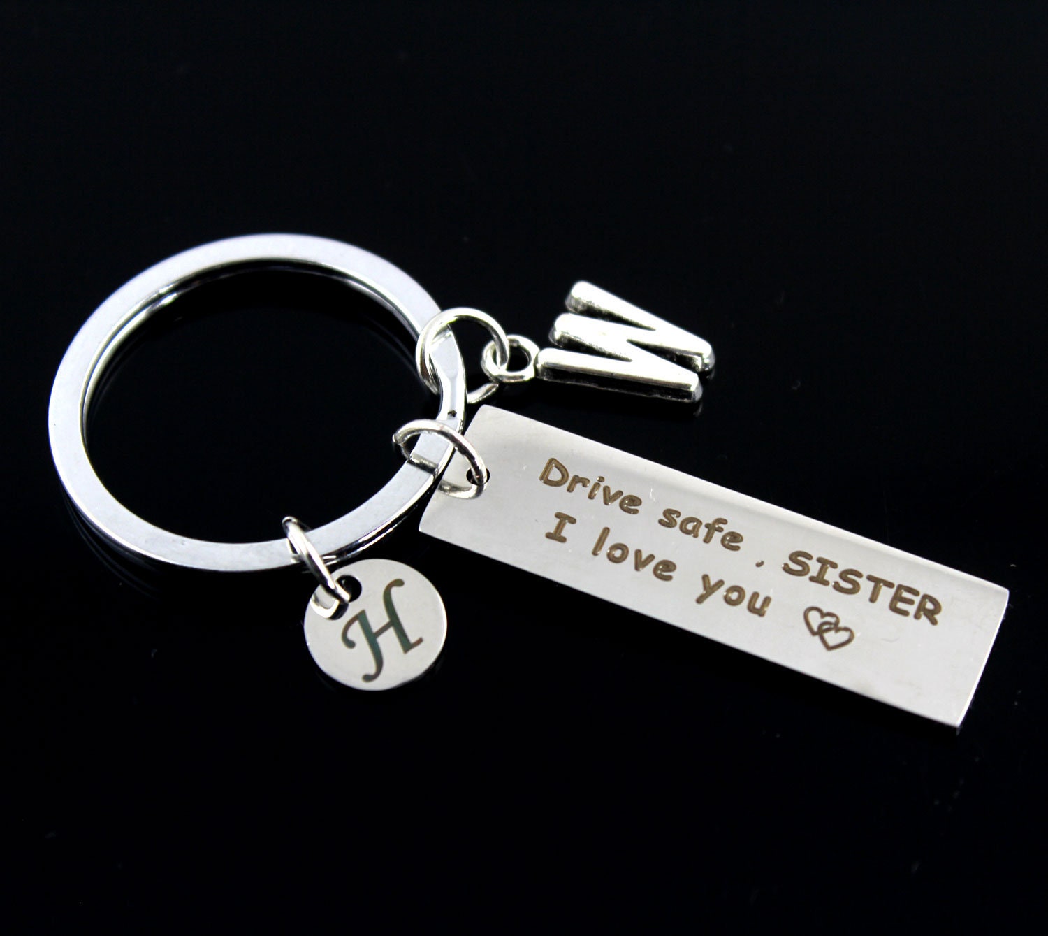 Drive Safe Sister, I Love You Keychain, Birthday Gift For Her, I Keychain, Stainless Steel Keychain