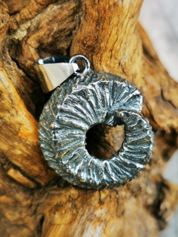 Heavy Ram Horn Pendant Made in Silver .925