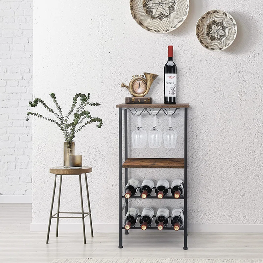 Floor wine bottle and glass online rack