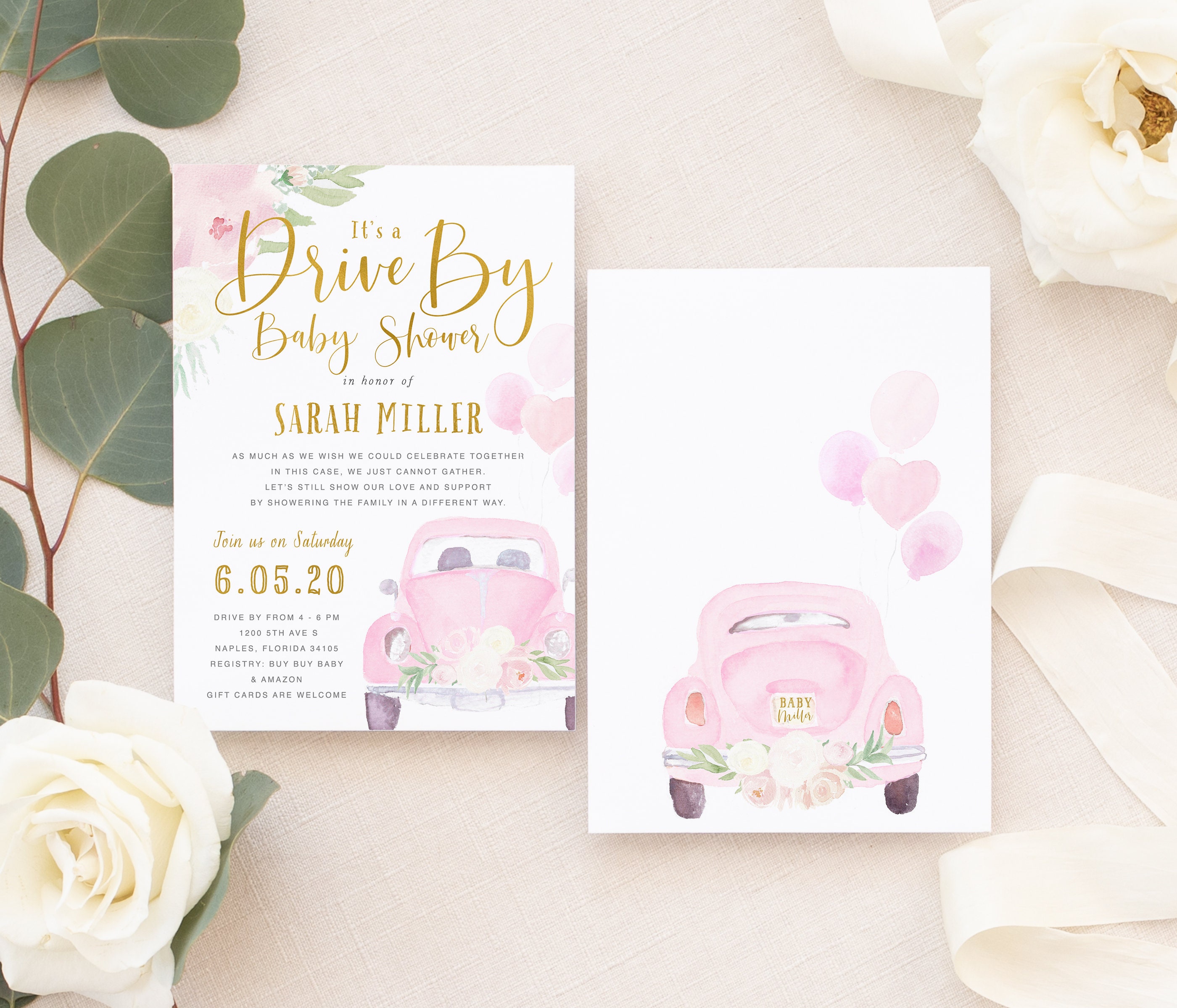 Drive By Baby Shower Invitation, Up Through Car Parade Invitation