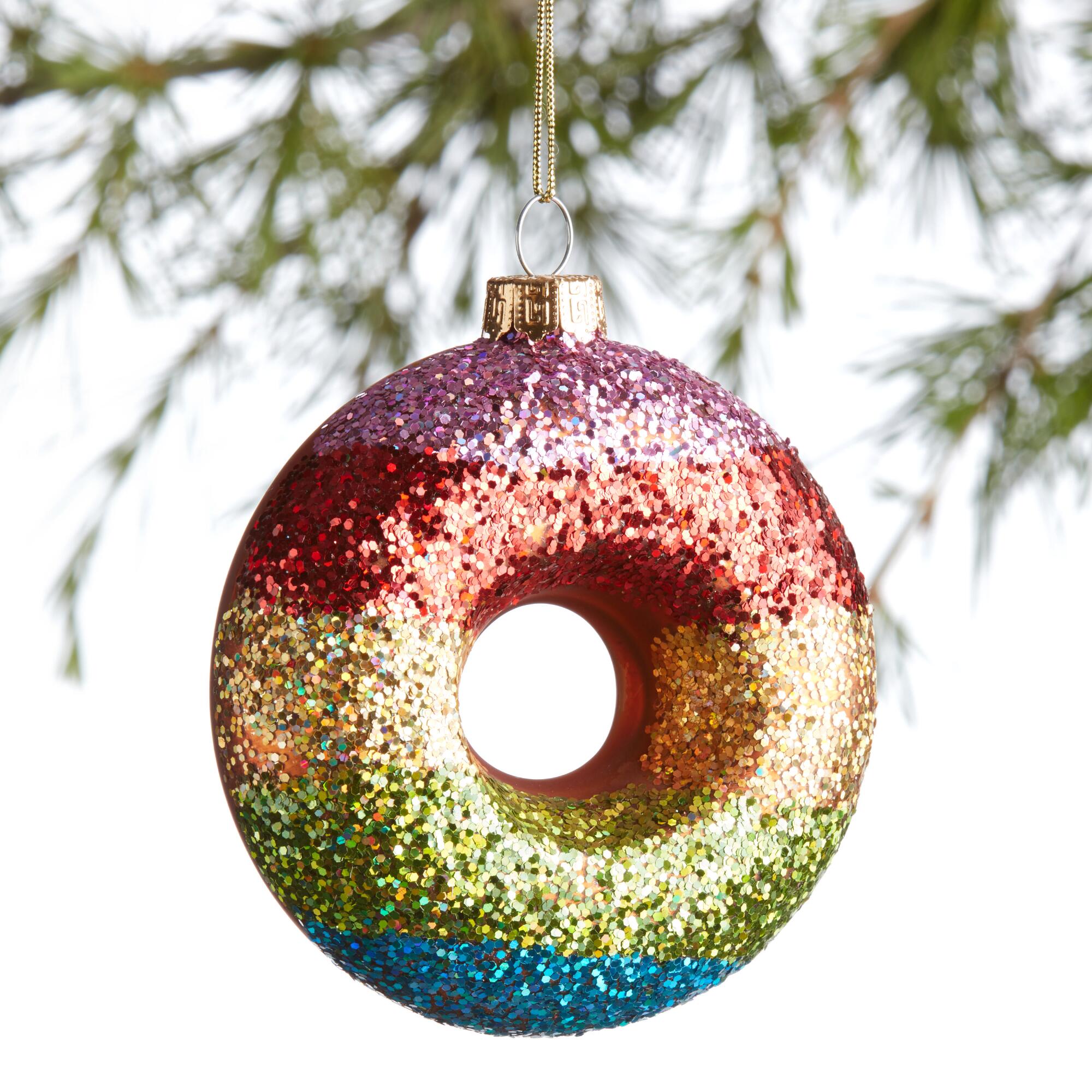 Rainbow Glass Donut Ornament: Multi by World Market