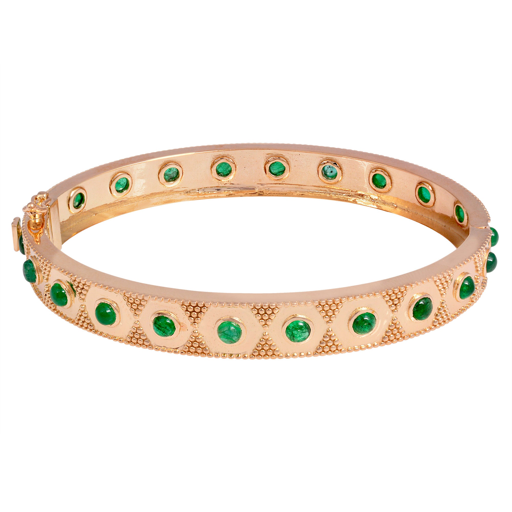 On Sale Zambian Emerald Bangle in 14K Rose Gold, Genuine 3.10 Ct. Gemstone Wedding Bracelet Handmade Jewelry Mother's Day Gift