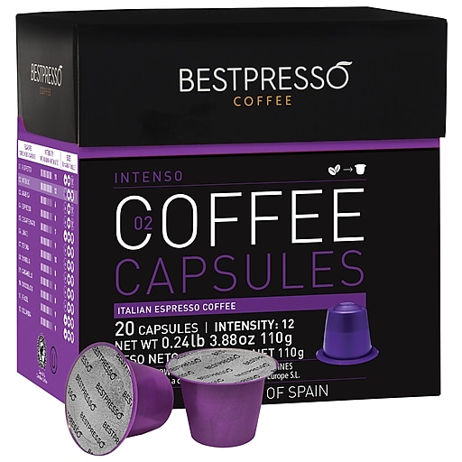 Bestpresso Compatible Nespresso Pods, Inteso Blend, High Intensity, 20 Capsules per Box (BESTP-02INTS)