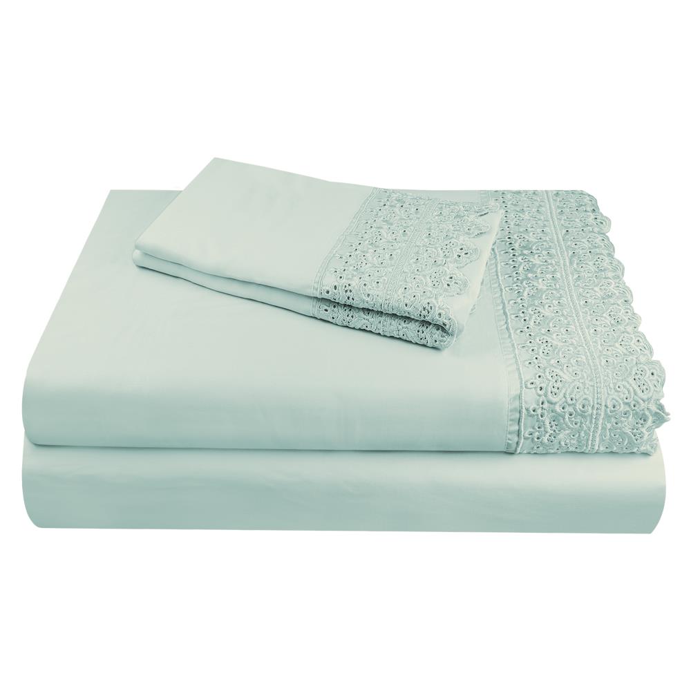 Grace Home Fashions RENAURAA Smart King Cotton Blend Bed Sheet in Blue | 1400CVC_AR-LC KG BL