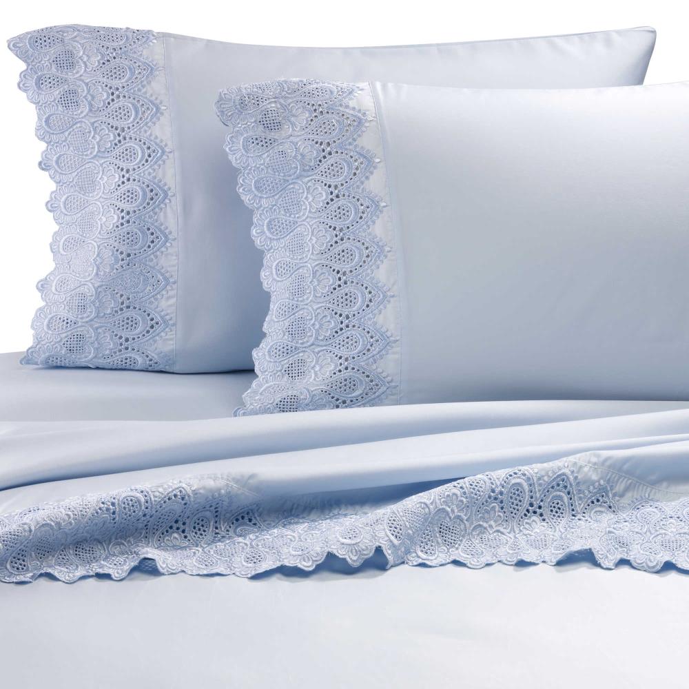 Grace Home Fashions RENAURAA Smart King Cotton Blend Bed Sheet in Blue | 600CVC_O LC KG BL