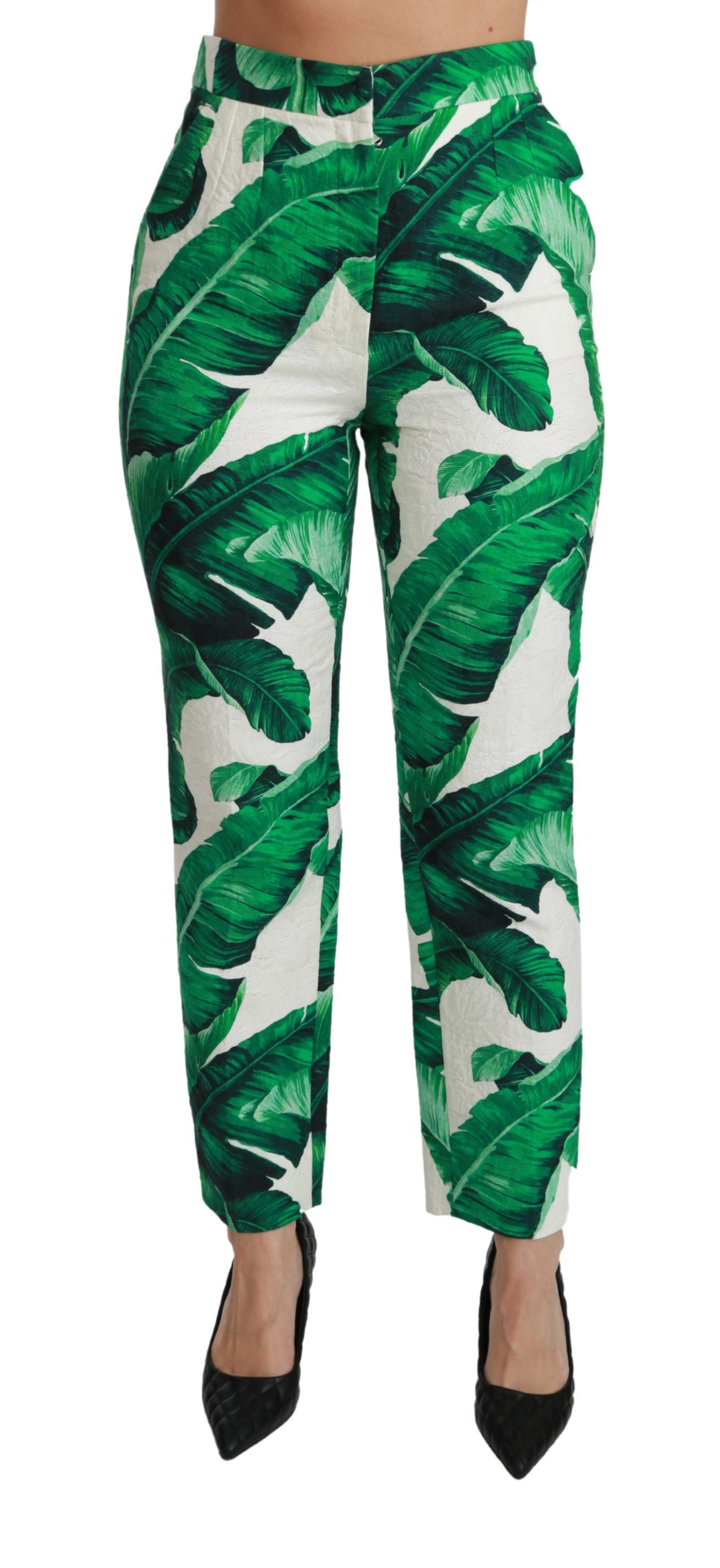 Dolce & Gabbana Women's High Waist Slim Trousers Green PAN70828-42 - IT42|M