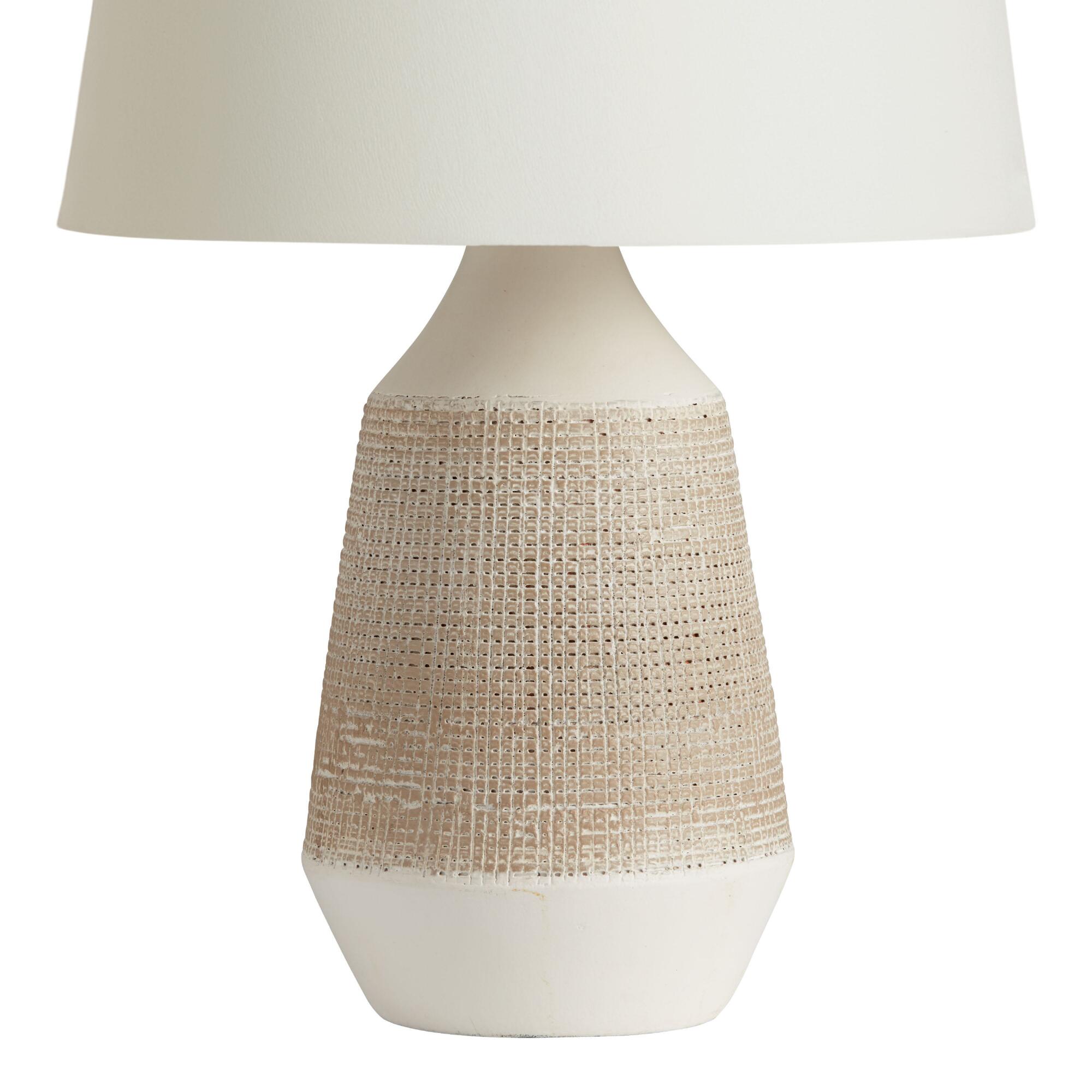 White and Gray Textured Ceramic Table Lamp Base by World Market