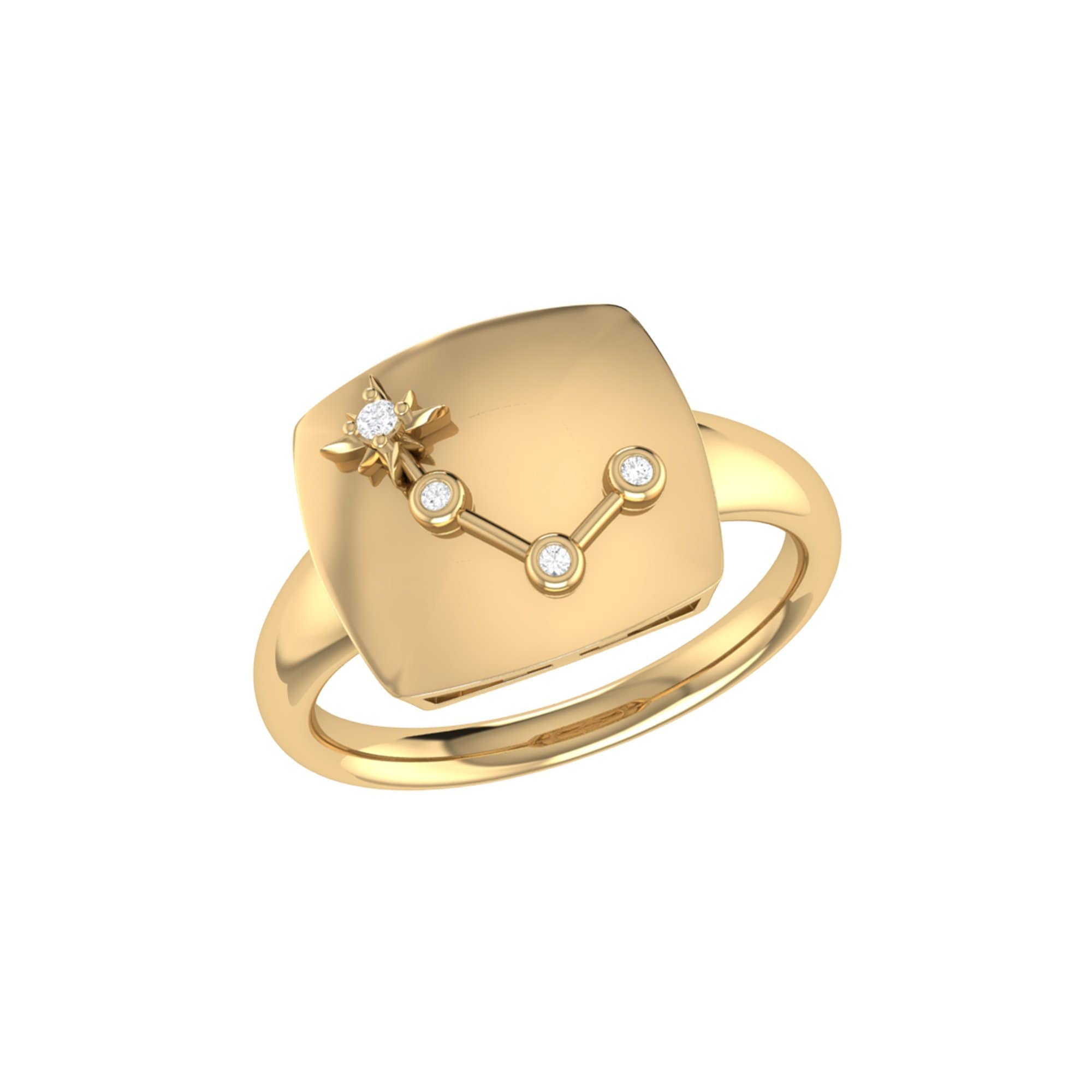 Aries Ram Constellation Signet Ring in 14K Yellow Gold Vermeil