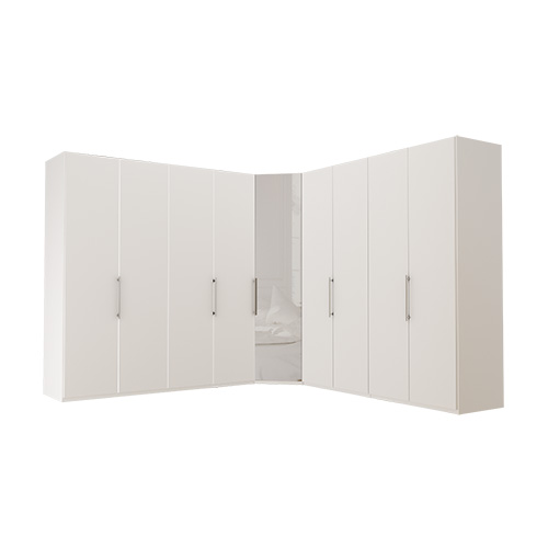 Garderobe Atlanta - Hvit 200 + hjørne + 200, 236 cm, Hvit